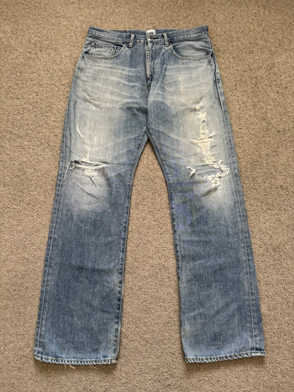 Vintage BAPE "Bathing Ape" Text Logo Patch Denim Jeans