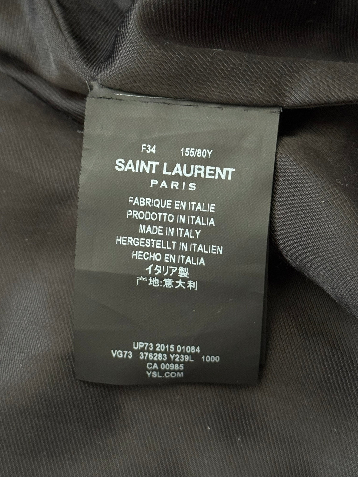 SS15 Saint Laurent by Hedi Slimane Black Teddy Varsity Jacket