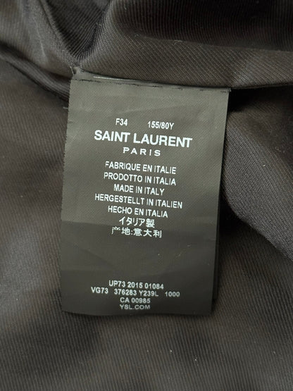 SS15 Saint Laurent by Hedi Slimane Black Teddy Varsity Jacket