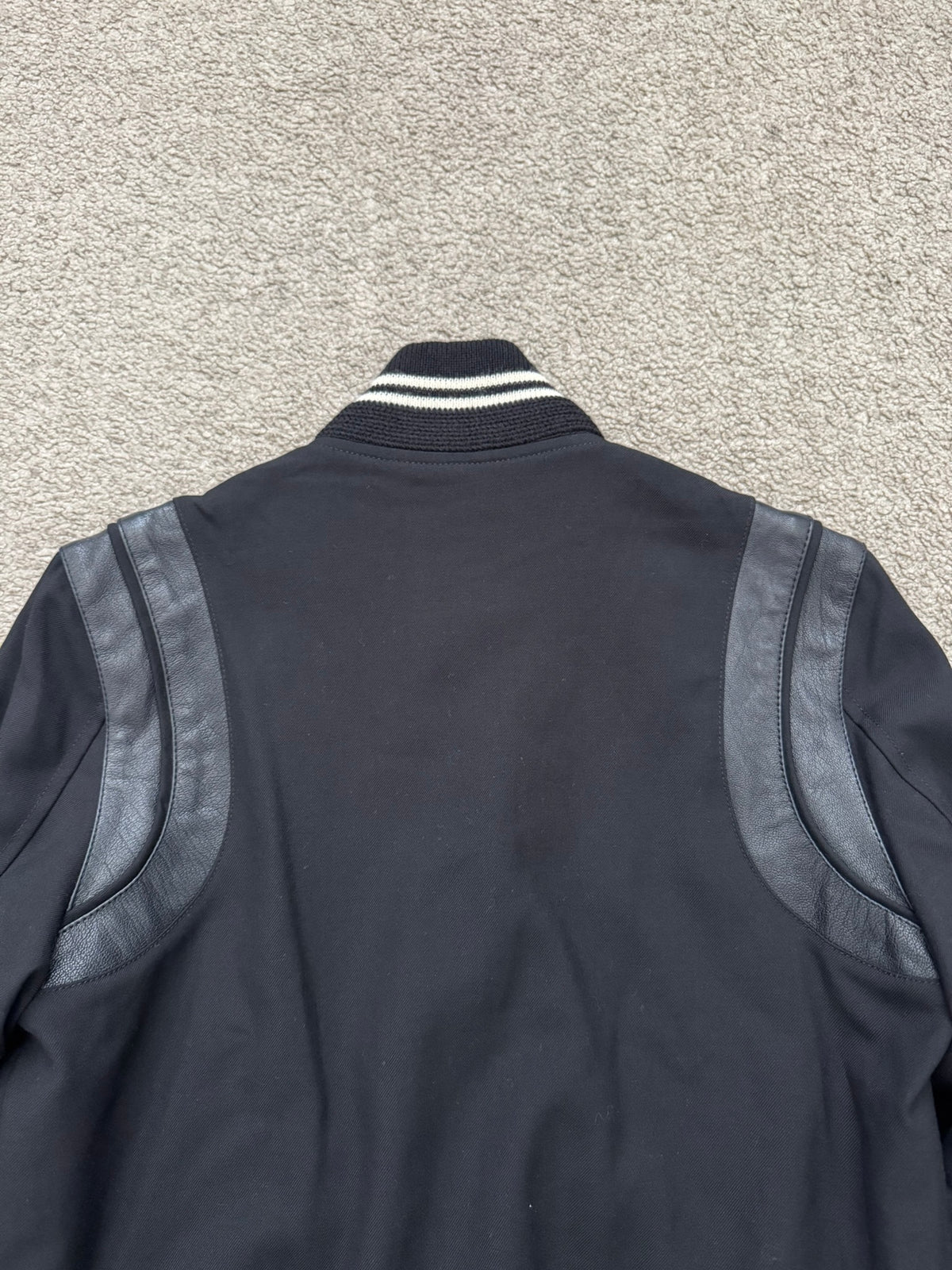 SS15 Saint Laurent by Hedi Slimane Black Teddy Varsity Jacket