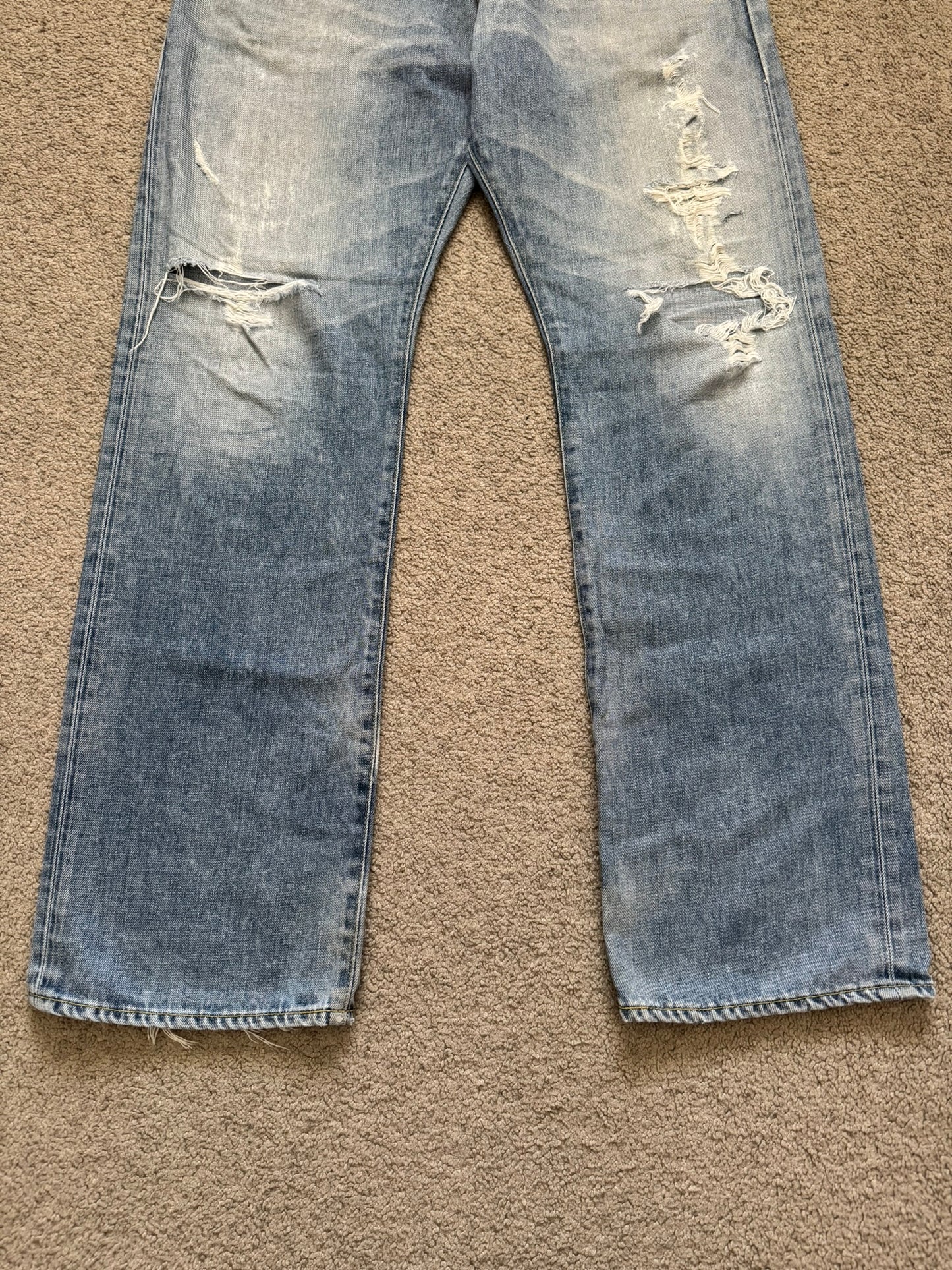 Vintage BAPE "Bathing Ape" Text Logo Patch Denim Jeans