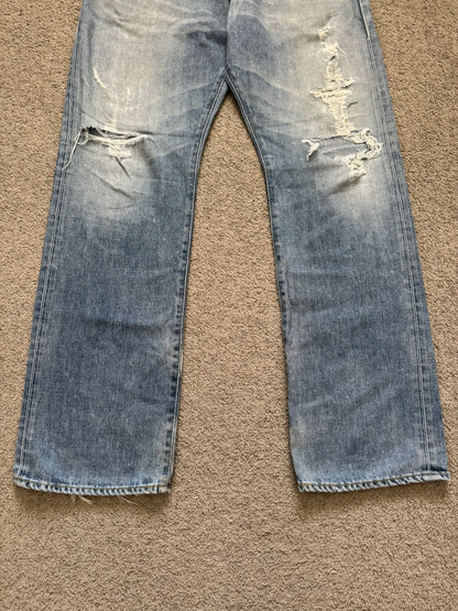 Vintage BAPE "Bathing Ape" Text Logo Patch Denim Jeans