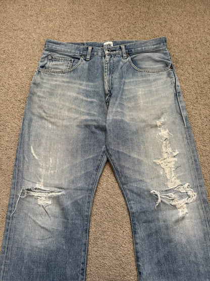 Vintage BAPE "Bathing Ape" Text Logo Patch Denim Jeans