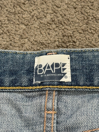 Vintage BAPE "Bathing Ape" Text Logo Patch Denim Jeans