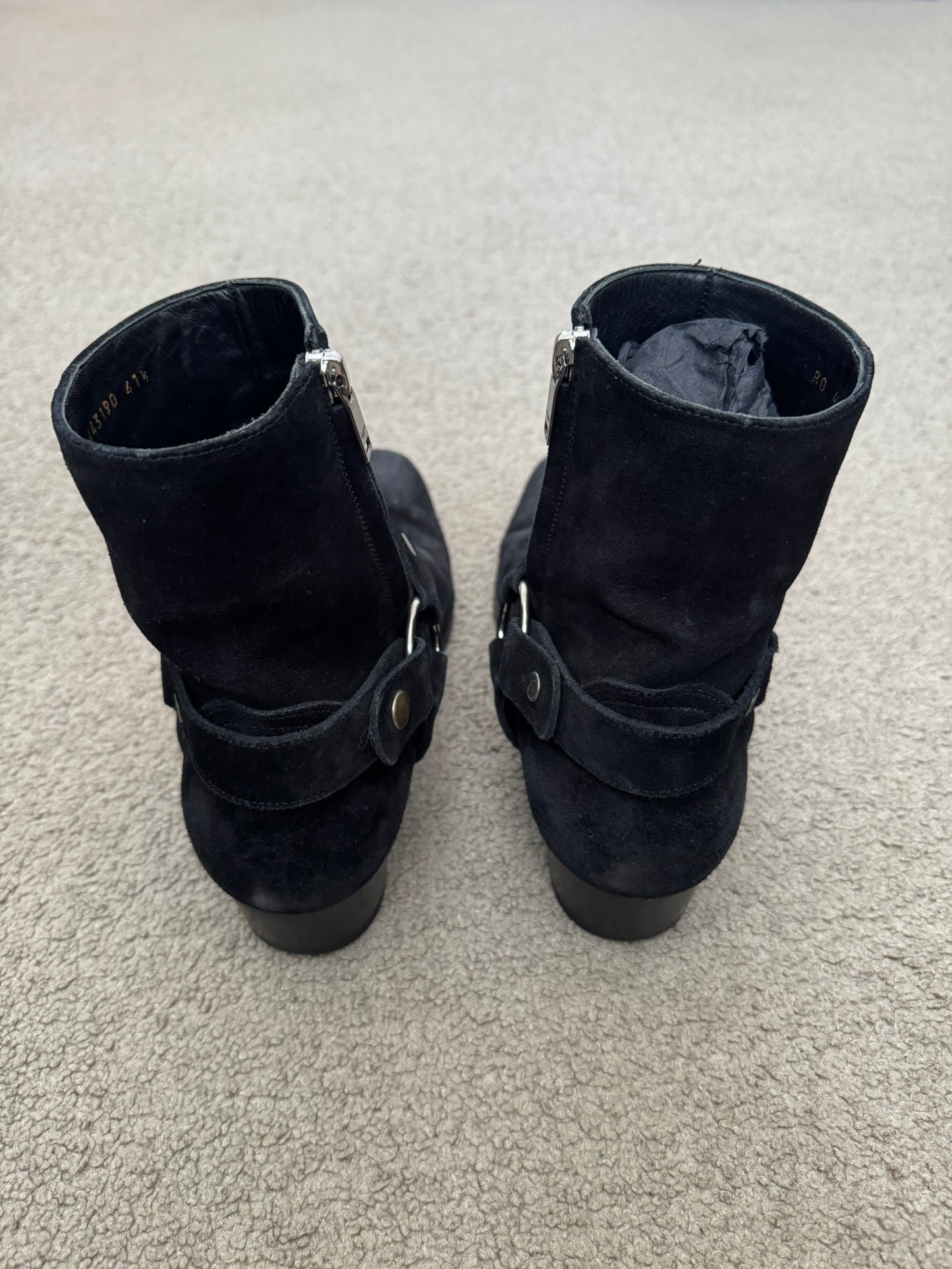 SS16 Saint Laurent by Hedi Slimane Suede Wyatt 40mm Harness Boots