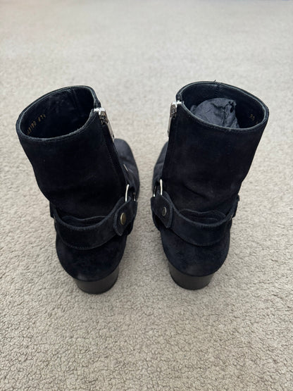 SS16 Saint Laurent by Hedi Slimane Suede Wyatt 40mm Harness Boots