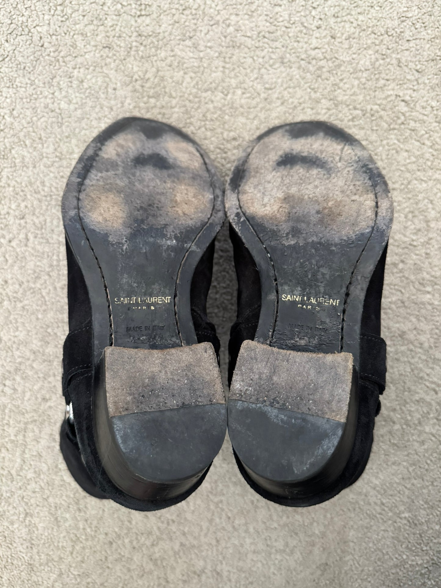 SS16 Saint Laurent by Hedi Slimane Suede Wyatt 40mm Harness Boots