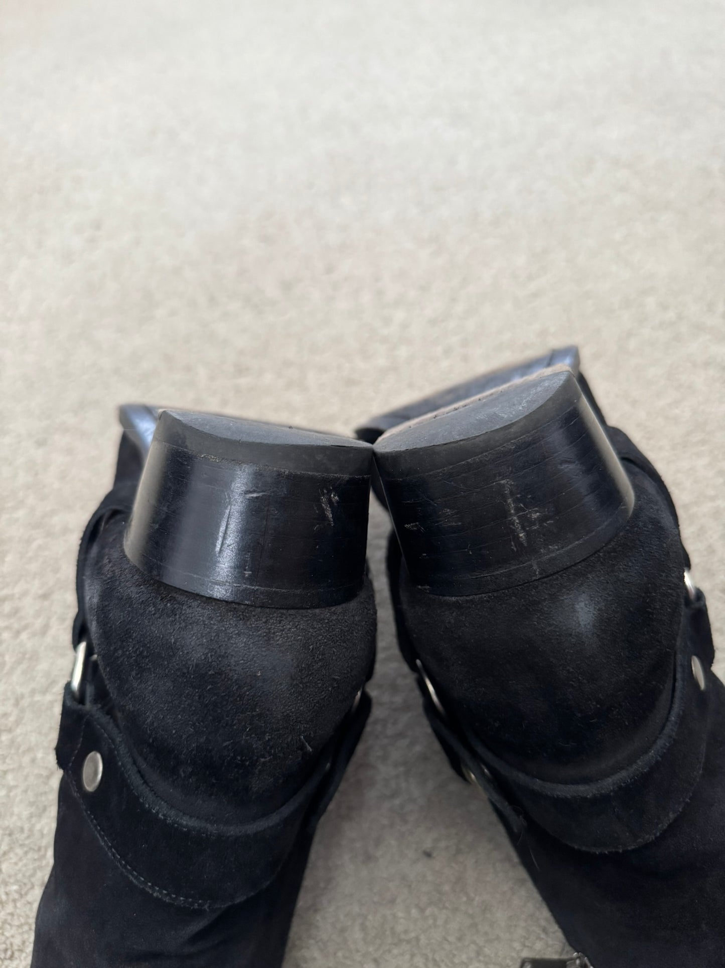 SS16 Saint Laurent by Hedi Slimane Suede Wyatt 40mm Harness Boots