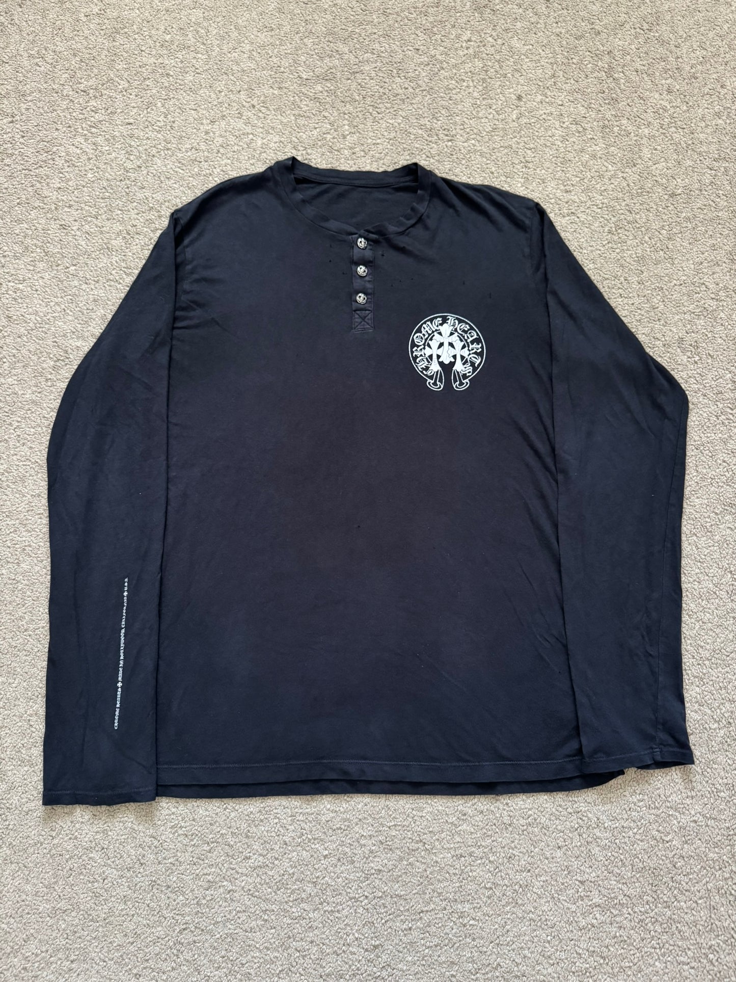 Chrome Hearts Silver Fleur Button Henley Long Sleeve Shirt