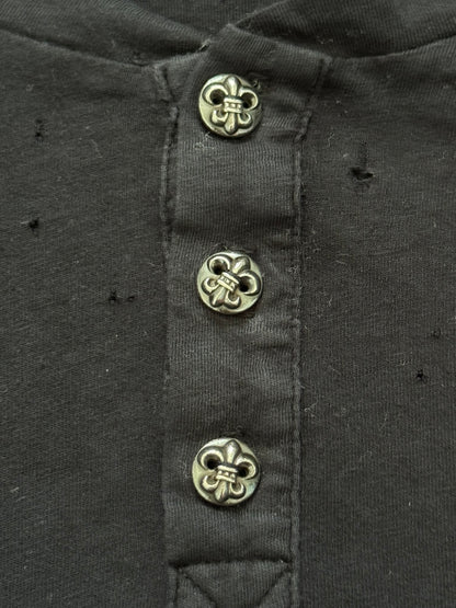 Chrome Hearts Silver Fleur Button Henley Long Sleeve Shirt