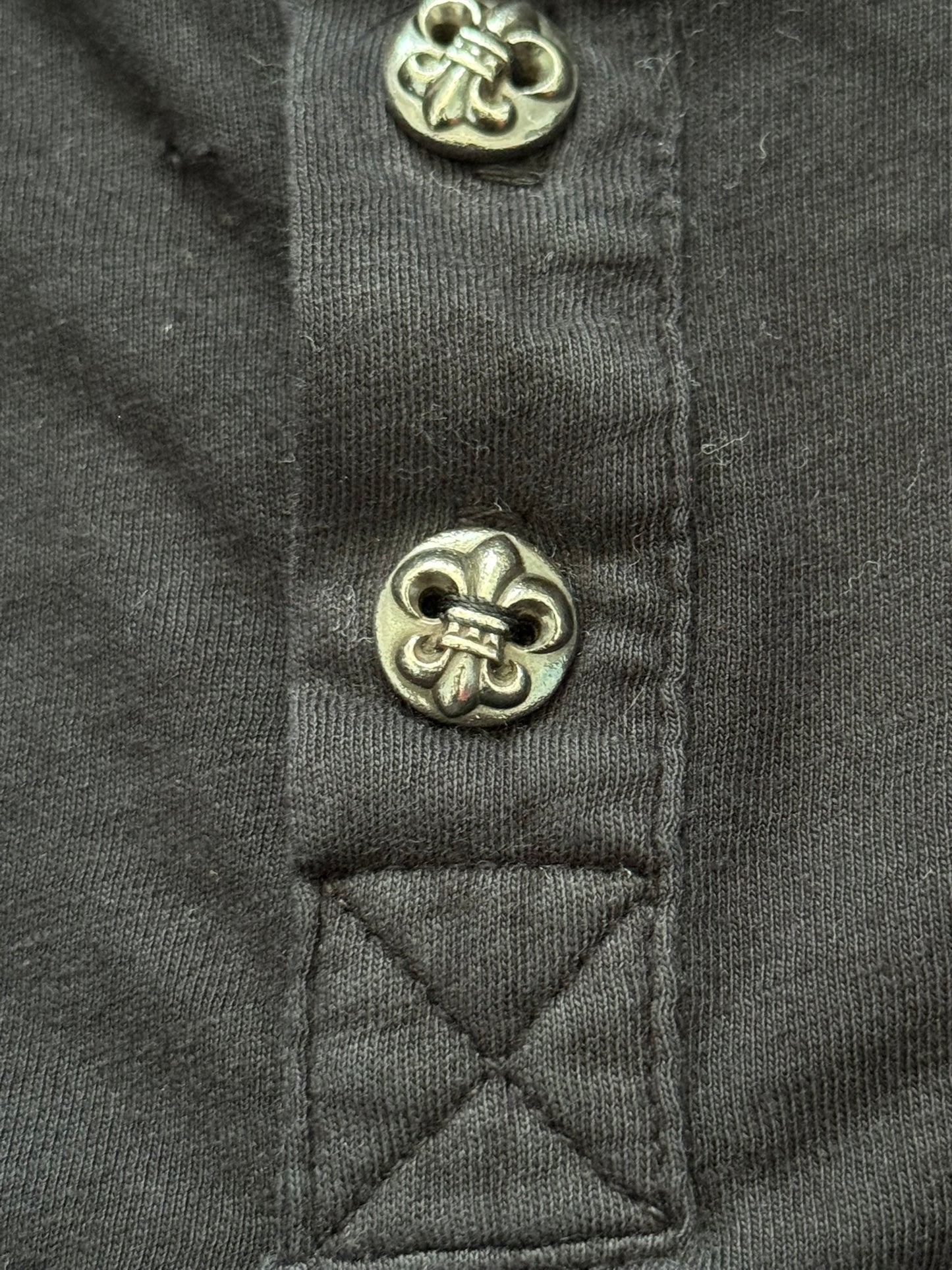 Chrome Hearts Silver Fleur Button Henley Long Sleeve Shirt