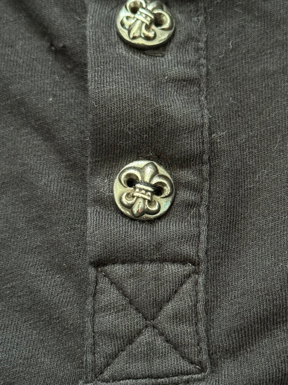 Chrome Hearts Silver Fleur Button Henley Long Sleeve Shirt