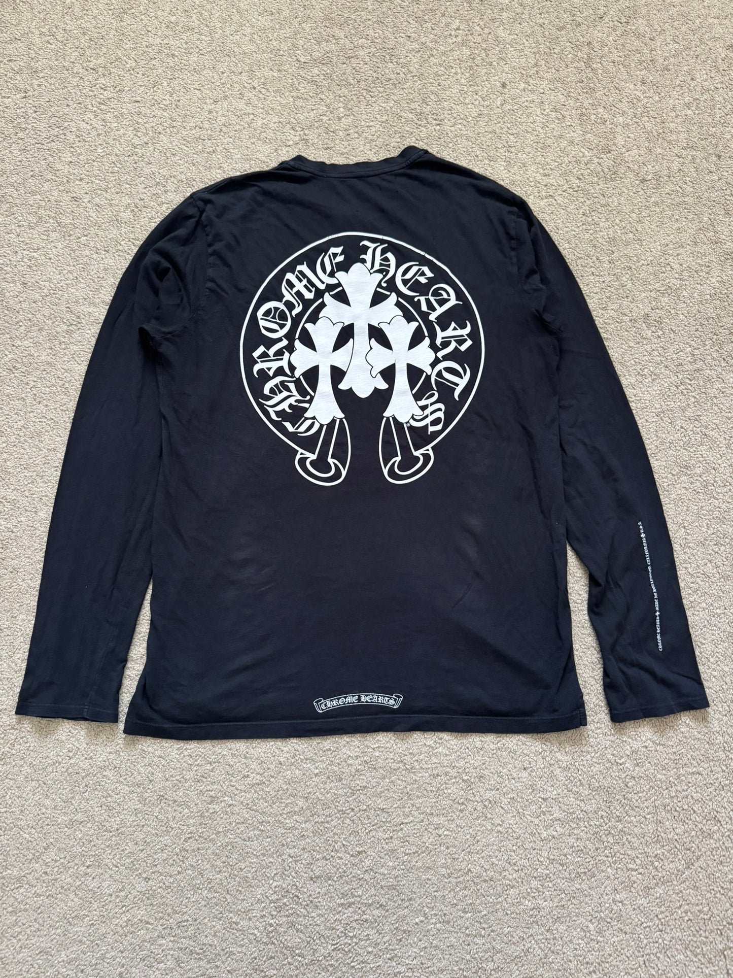 Chrome Hearts Silver Fleur Button Henley Long Sleeve Shirt