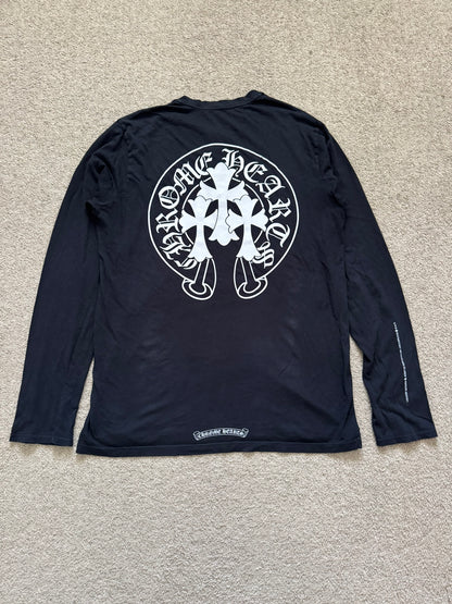 Chrome Hearts Silver Fleur Button Henley Long Sleeve Shirt