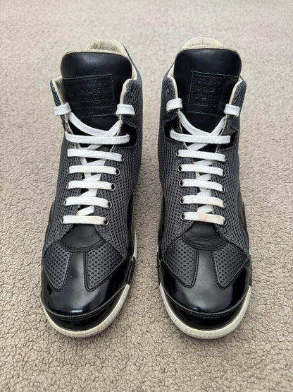 FW13 Maison Margiela Black Mesh Hybrid GAT High Top Sneakers