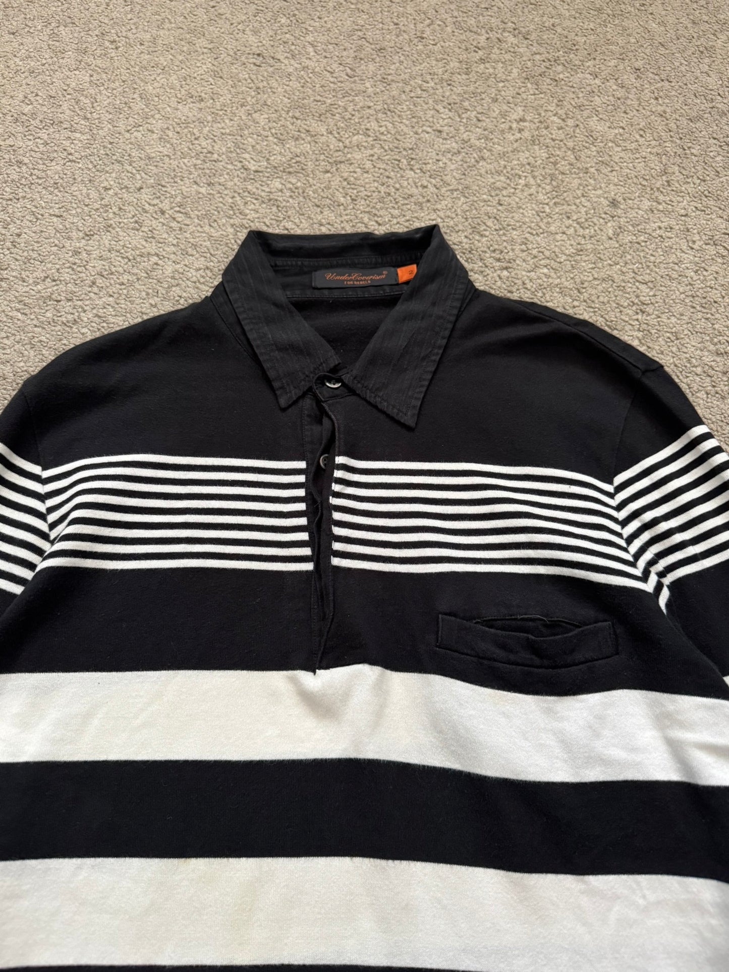SS07 Undercover Striped Rugby Polo Long Sleeve Shirt