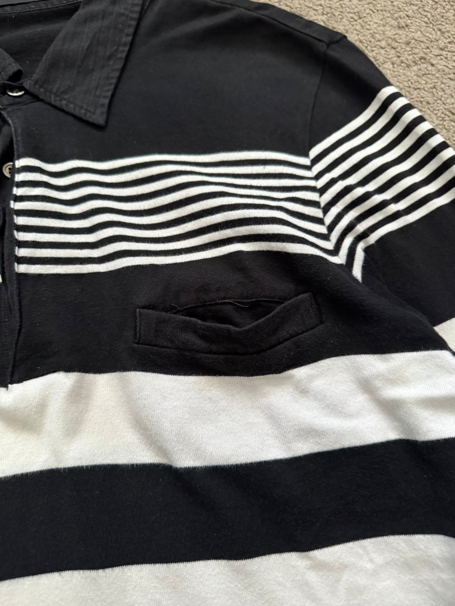 SS07 Undercover Striped Rugby Polo Long Sleeve Shirt