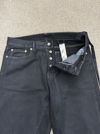 FW21 Rick Owens DRKSHDW Black Waxed Performa Cut Denim Jeans