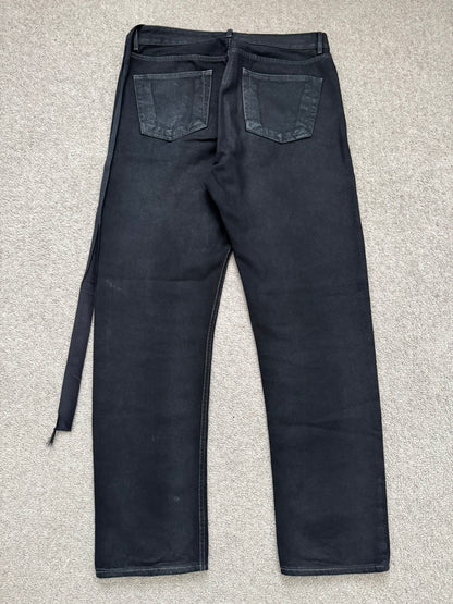 FW21 Rick Owens DRKSHDW Black Waxed Performa Cut Denim Jeans