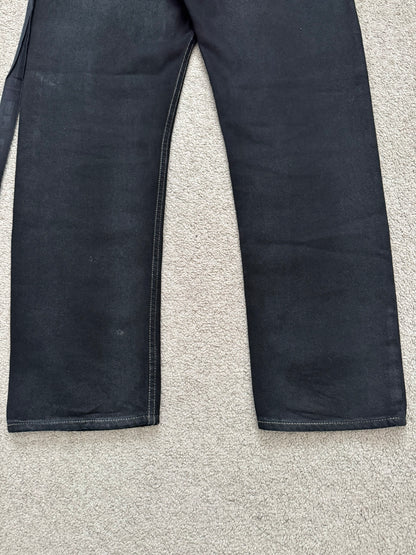 FW21 Rick Owens DRKSHDW Black Waxed Performa Cut Denim Jeans