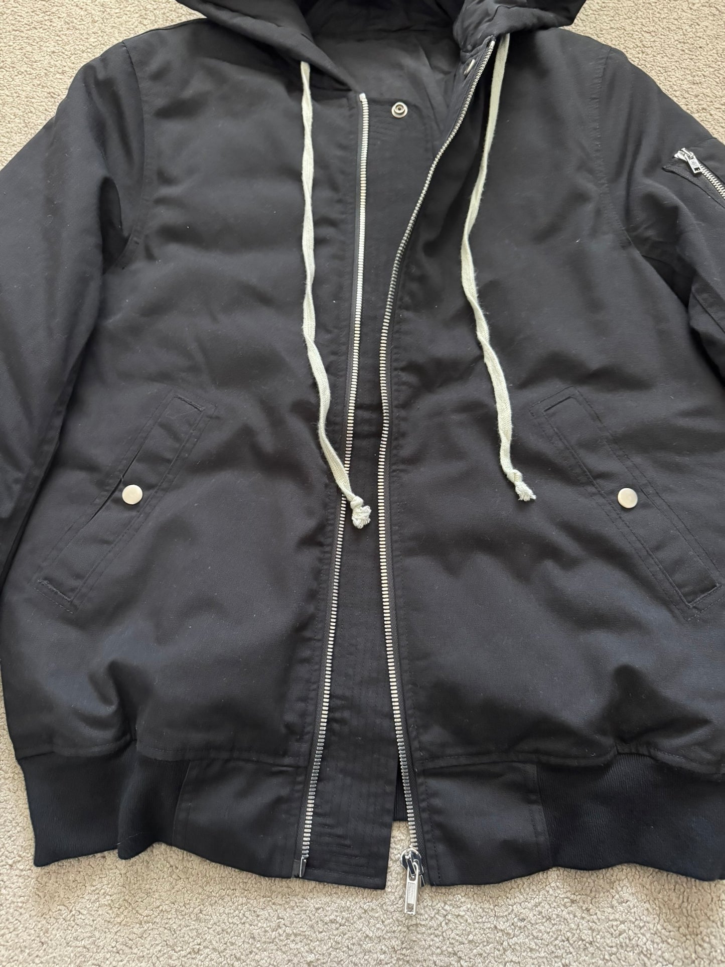 FW17 Rick Owens Mainline Hooded Padded Down Bomber Jacket