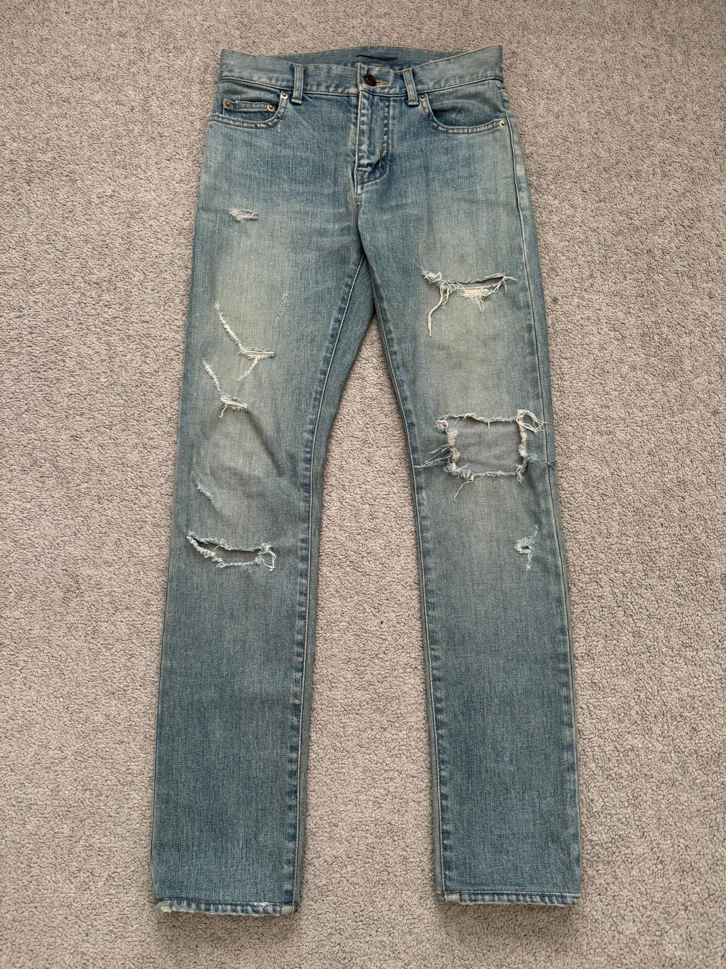 FW16 Saint Laurent by Hedi Slimane Crash Distressed D02 Denim Jeans