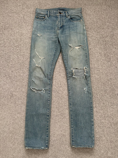 FW16 Saint Laurent by Hedi Slimane Crash Distressed D02 Denim Jeans