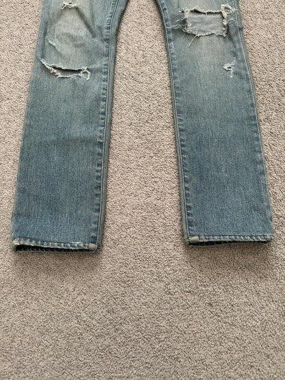 FW16 Saint Laurent by Hedi Slimane Crash Distressed D02 Denim Jeans