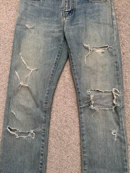 FW16 Saint Laurent by Hedi Slimane Crash Distressed D02 Denim Jeans