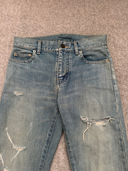 FW16 Saint Laurent by Hedi Slimane Crash Distressed D02 Denim Jeans