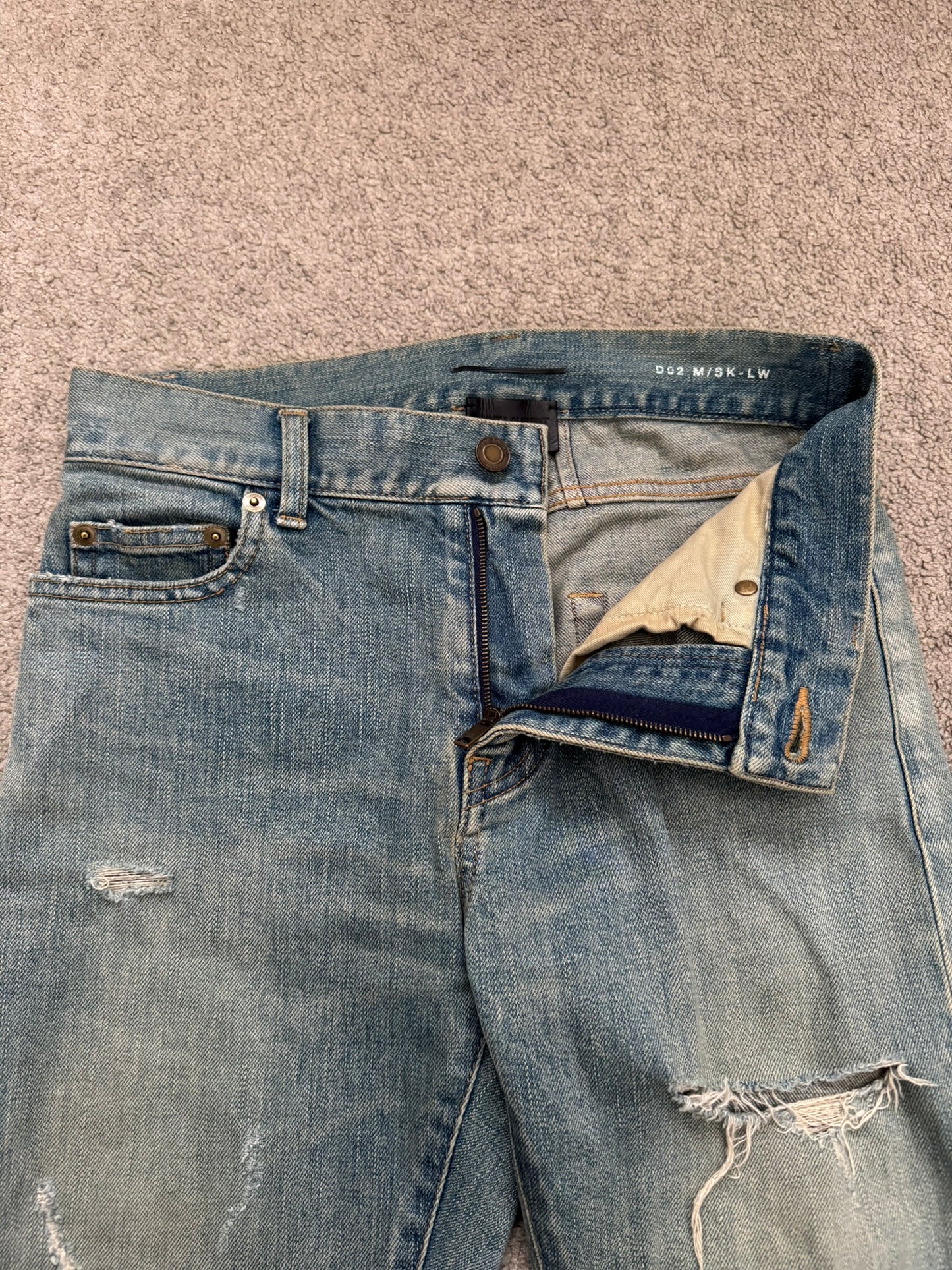FW16 Saint Laurent by Hedi Slimane Crash Distressed D02 Denim Jeans