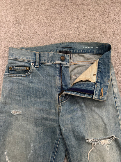 FW16 Saint Laurent by Hedi Slimane Crash Distressed D02 Denim Jeans