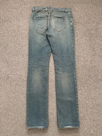 FW16 Saint Laurent by Hedi Slimane Crash Distressed D02 Denim Jeans