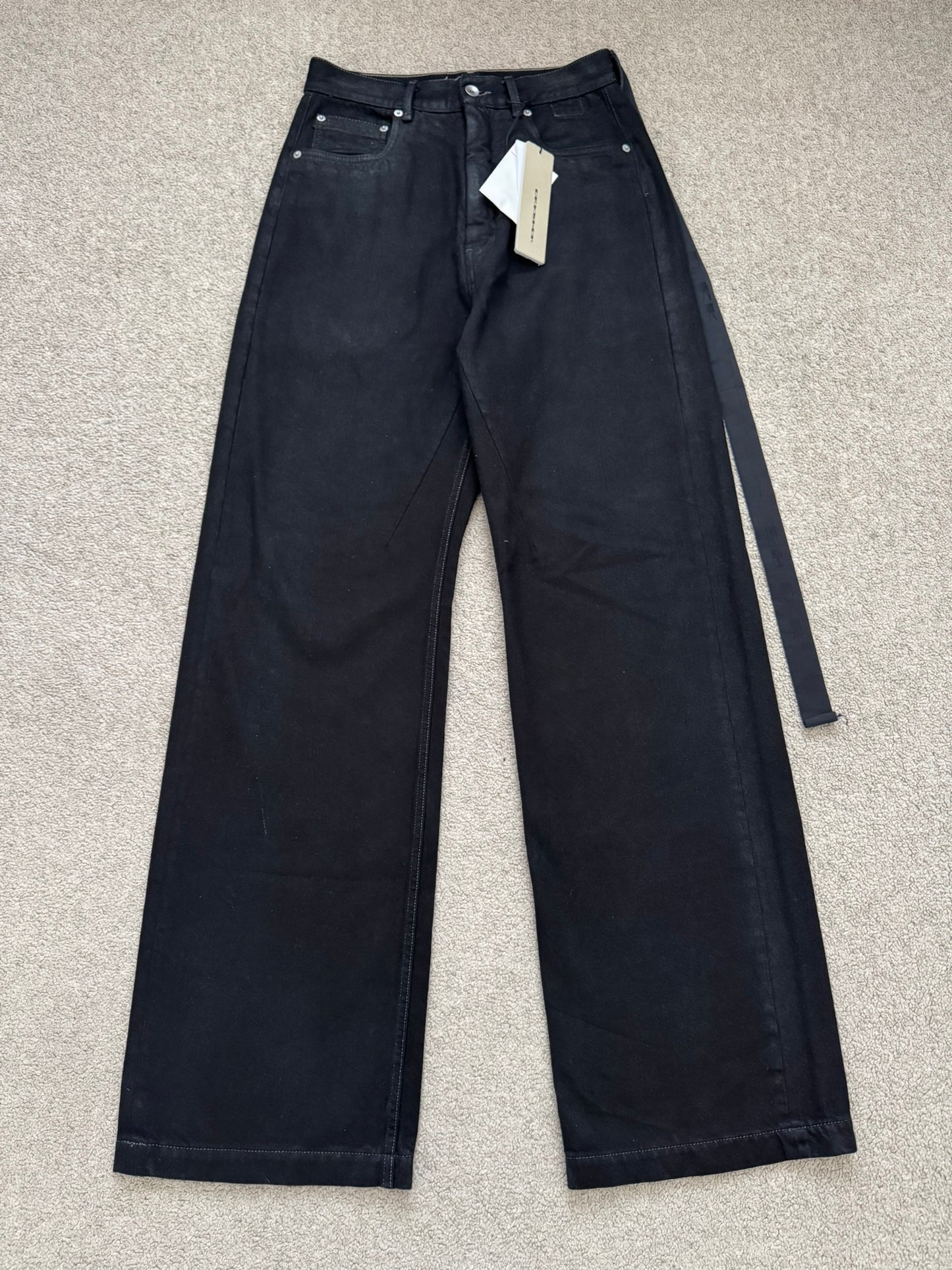 SS23 Rick Owens DRKSHDW Black Waxed Geth Cut Denim Jeans