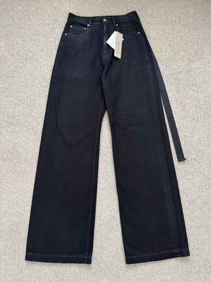 SS23 Rick Owens DRKSHDW Black Waxed Geth Cut Denim Jeans