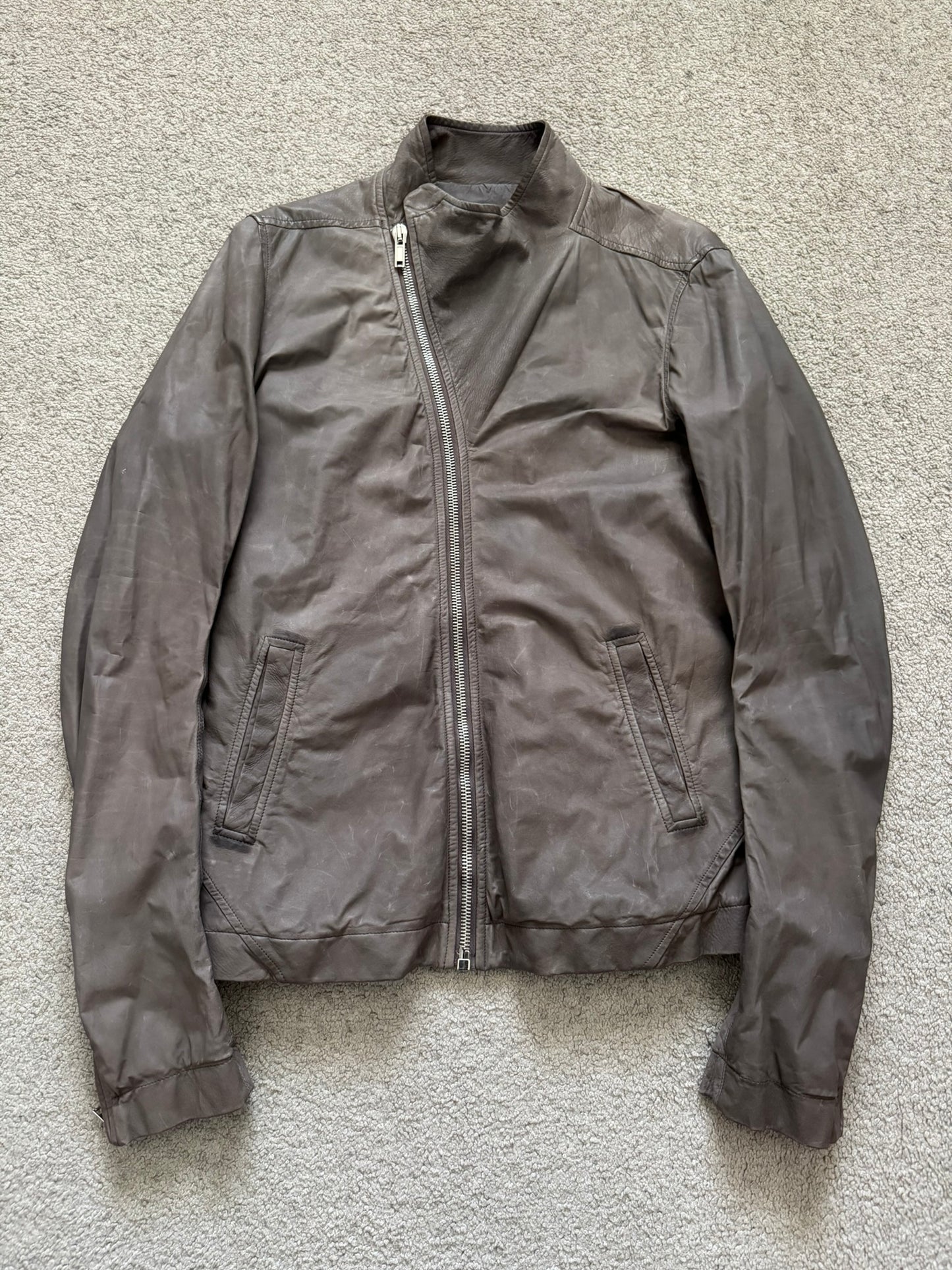 FW11 Rick Owens Wool Lined Dark Dust Mollino Leather Jacket