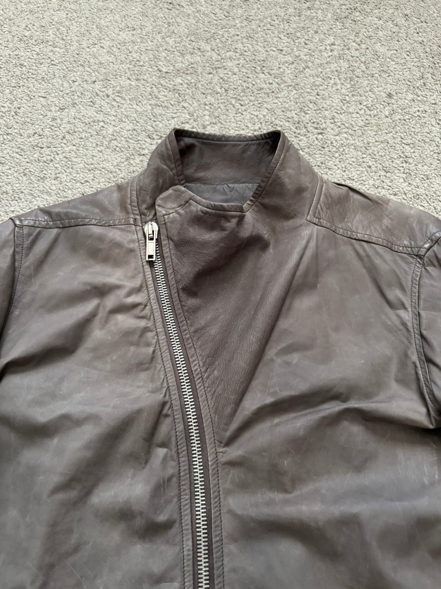 FW11 Rick Owens Wool Lined Dark Dust Mollino Leather Jacket