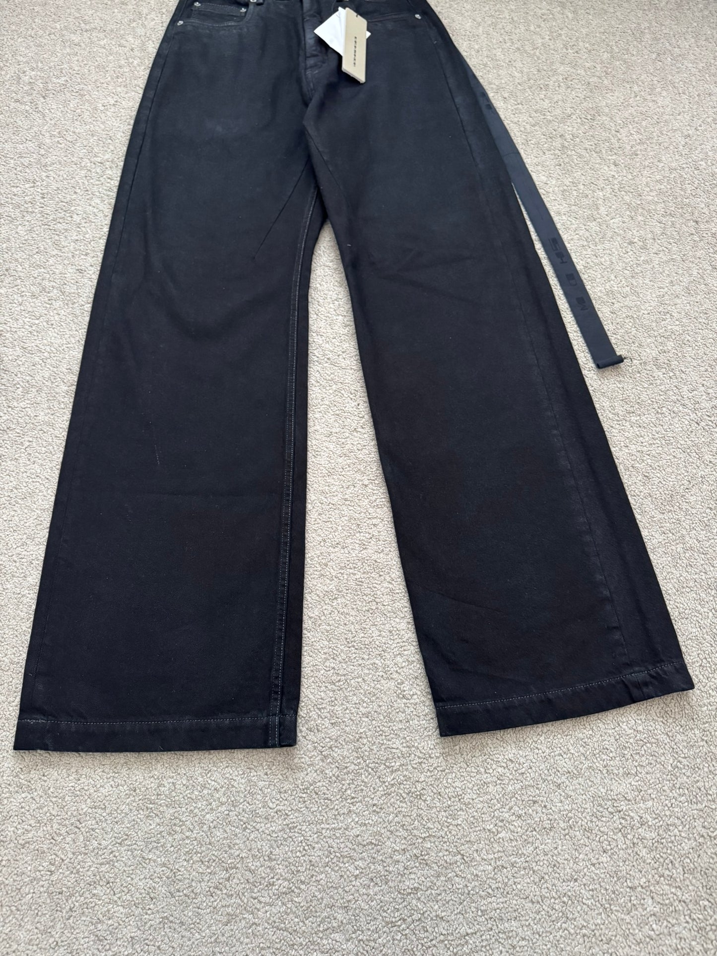 SS23 Rick Owens DRKSHDW Black Waxed Geth Cut Denim Jeans