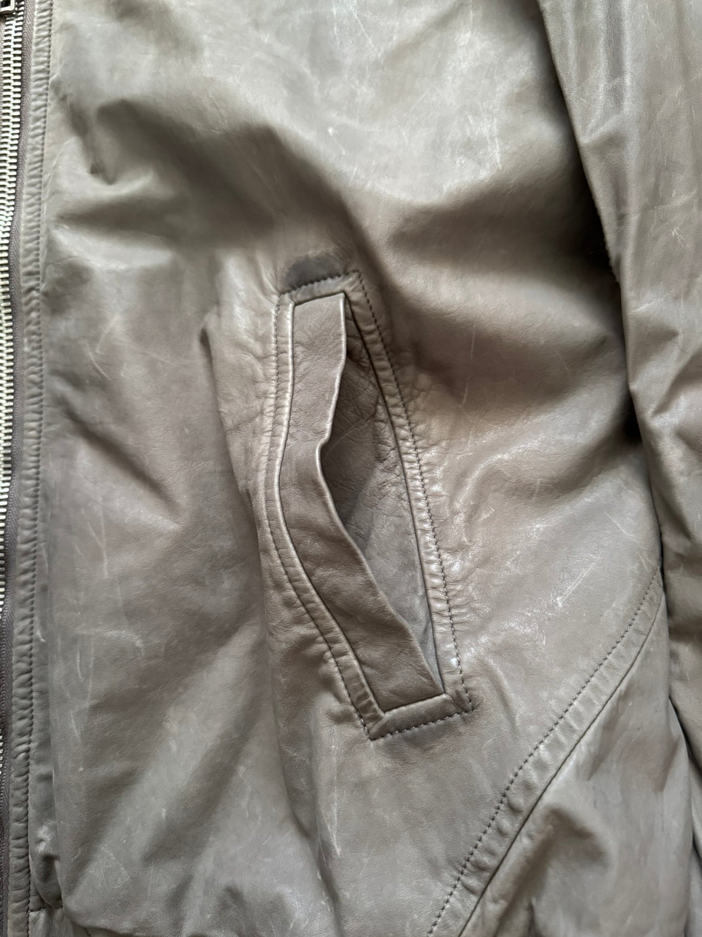 FW11 Rick Owens Wool Lined Dark Dust Mollino Leather Jacket