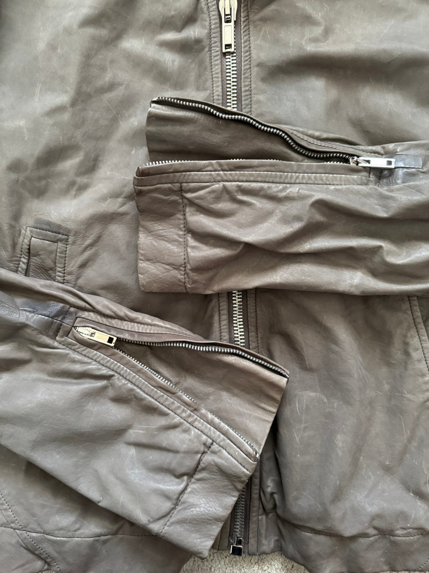 FW11 Rick Owens Wool Lined Dark Dust Mollino Leather Jacket