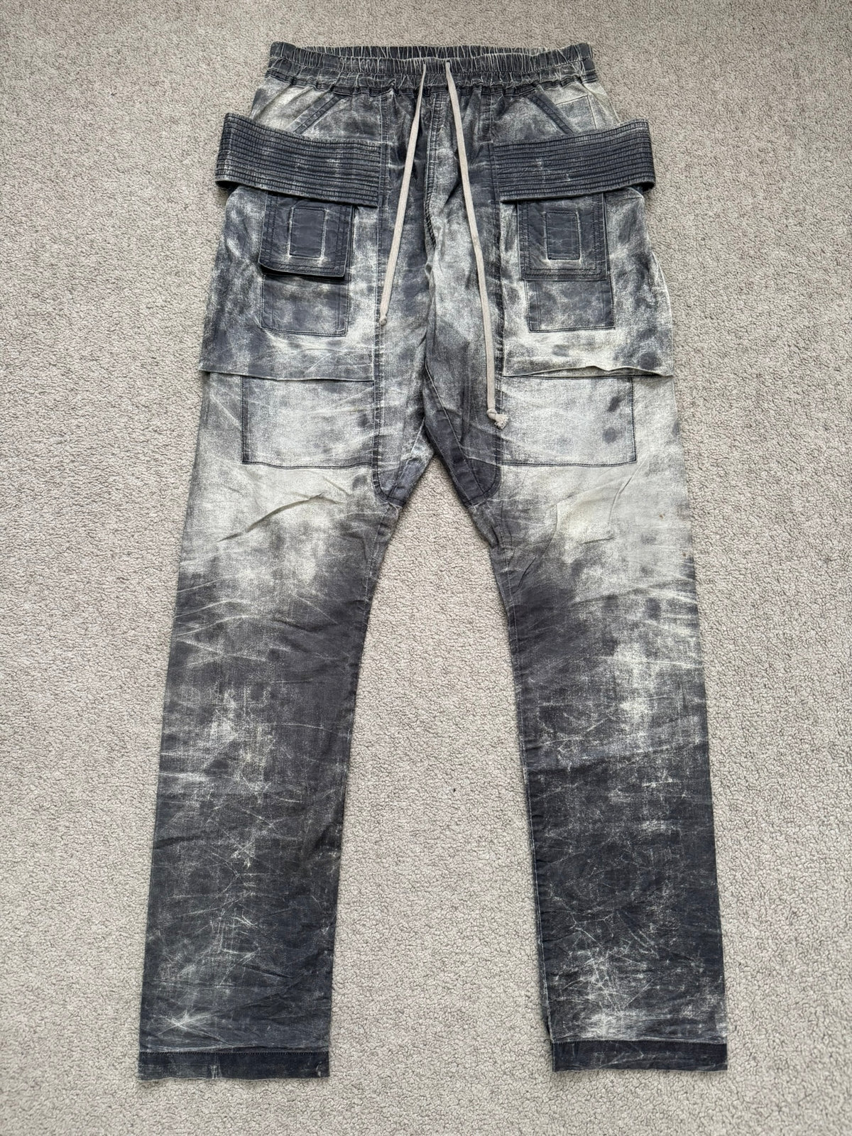SS17 Rick Owens DRKSHDW Painted Waxed Creatch Cargo Pants