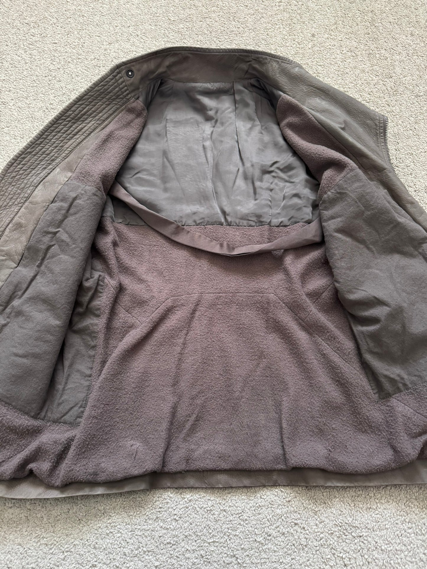 FW11 Rick Owens Wool Lined Dark Dust Mollino Leather Jacket