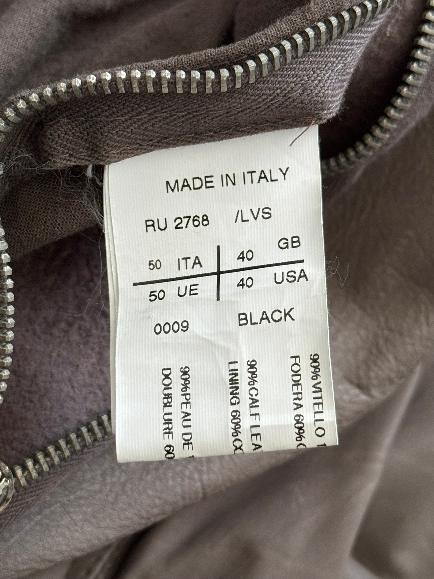 FW11 Rick Owens Wool Lined Dark Dust Mollino Leather Jacket