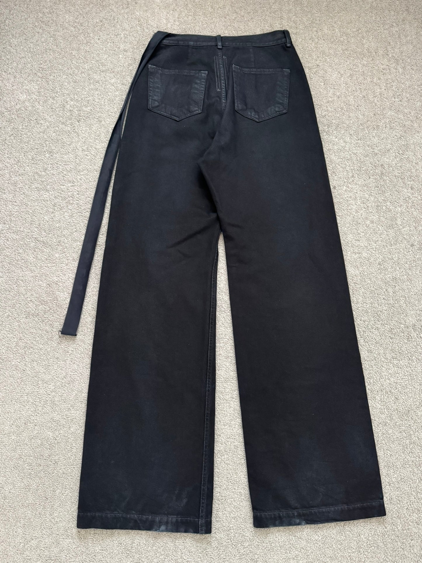 SS23 Rick Owens DRKSHDW Black Waxed Geth Cut Denim Jeans