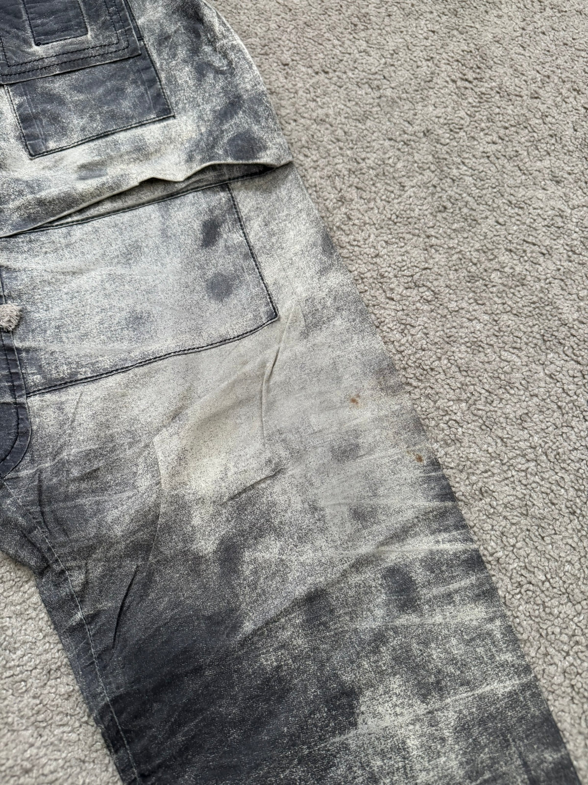 SS17 Rick Owens DRKSHDW Painted Waxed Creatch Cargo Pants