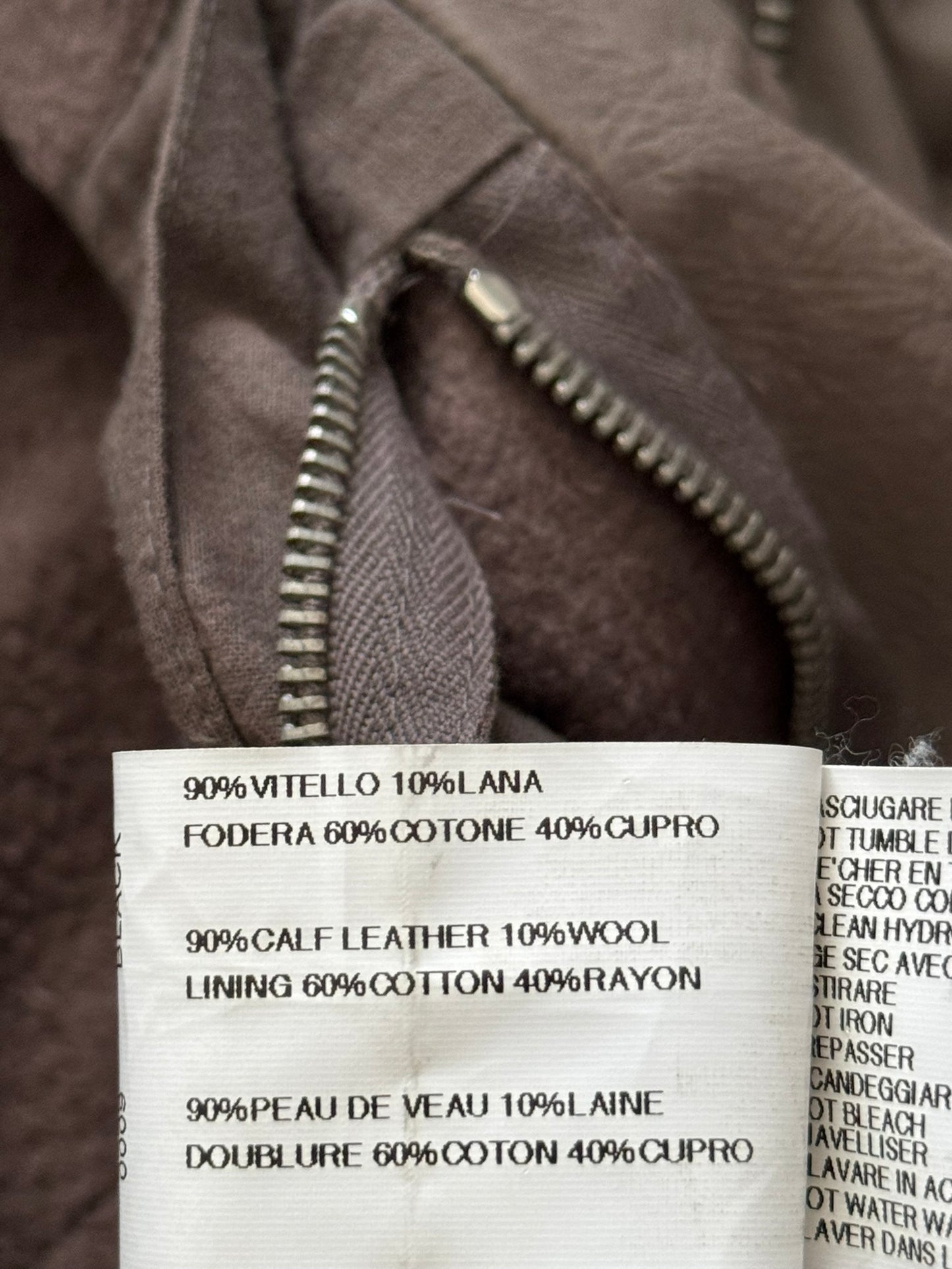 FW11 Rick Owens Wool Lined Dark Dust Mollino Leather Jacket
