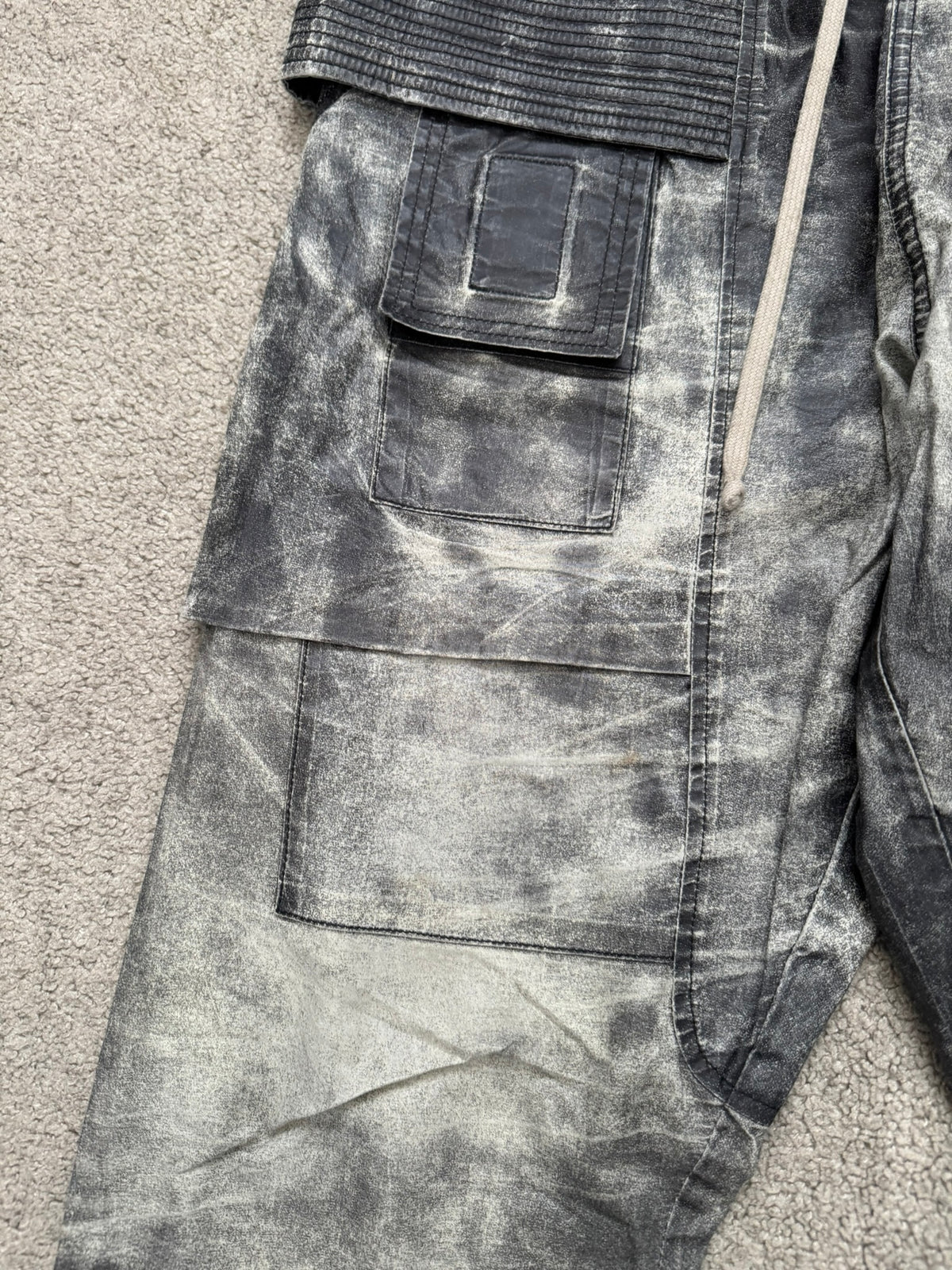 SS17 Rick Owens DRKSHDW Painted Waxed Creatch Cargo Pants