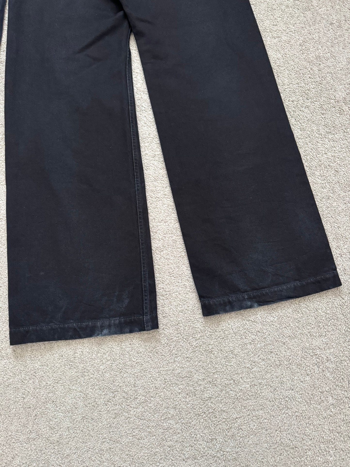 SS23 Rick Owens DRKSHDW Black Waxed Geth Cut Denim Jeans