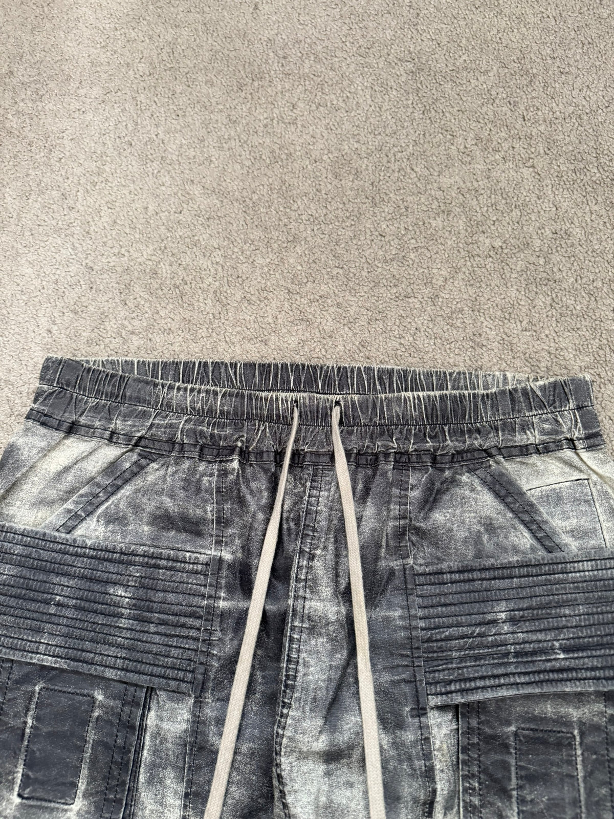 SS17 Rick Owens DRKSHDW Painted Waxed Creatch Cargo Pants