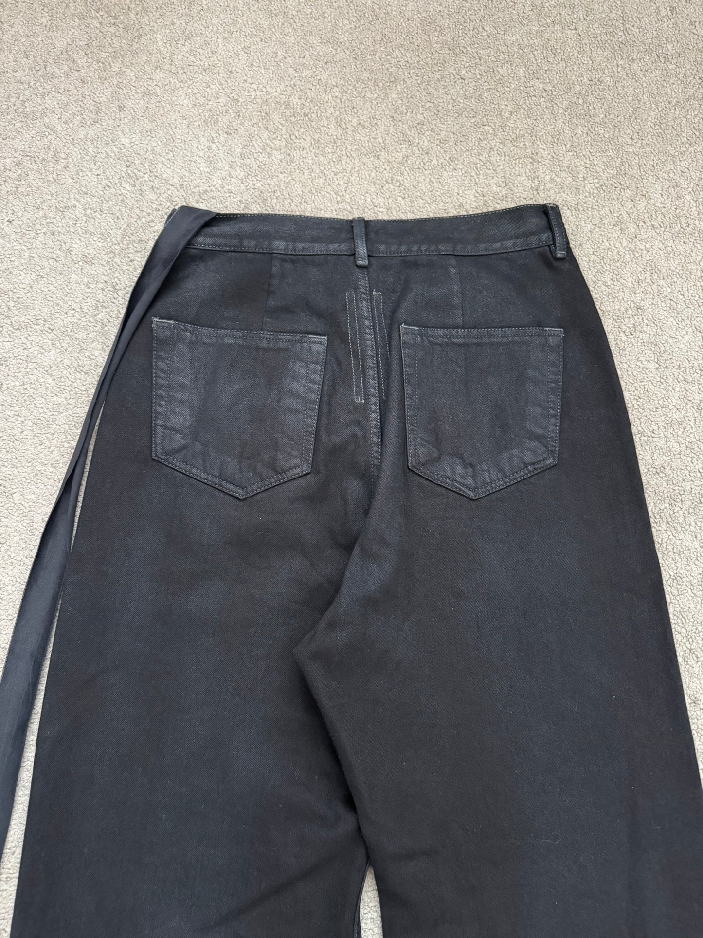 SS23 Rick Owens DRKSHDW Black Waxed Geth Cut Denim Jeans